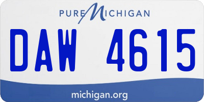 MI license plate DAW4615