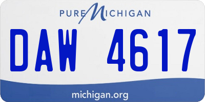 MI license plate DAW4617