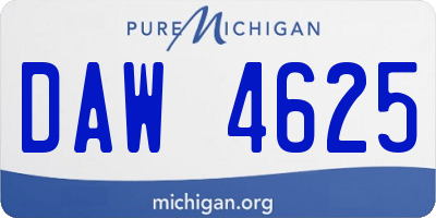 MI license plate DAW4625