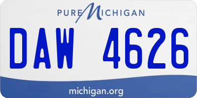 MI license plate DAW4626