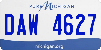 MI license plate DAW4627
