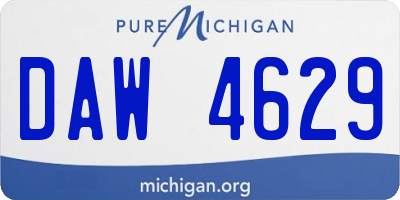 MI license plate DAW4629