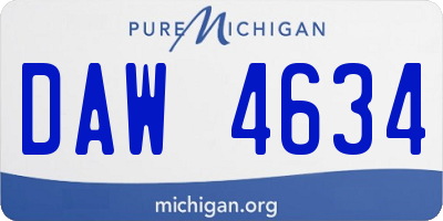 MI license plate DAW4634