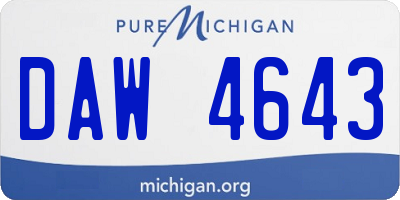 MI license plate DAW4643