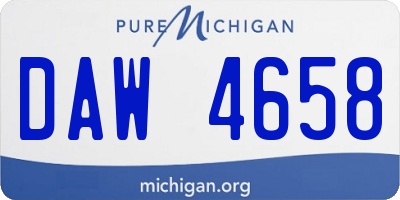 MI license plate DAW4658