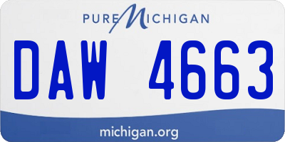 MI license plate DAW4663