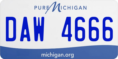 MI license plate DAW4666