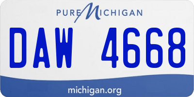 MI license plate DAW4668