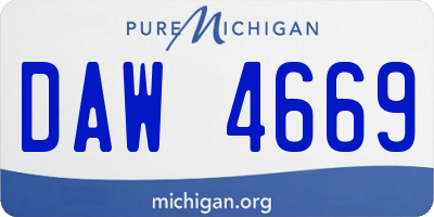 MI license plate DAW4669