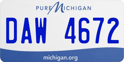MI license plate DAW4672