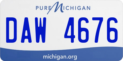 MI license plate DAW4676