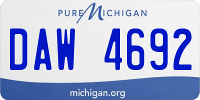 MI license plate DAW4692