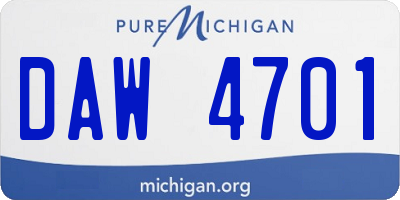 MI license plate DAW4701