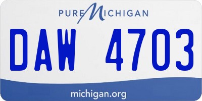 MI license plate DAW4703