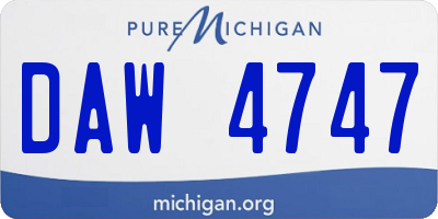 MI license plate DAW4747
