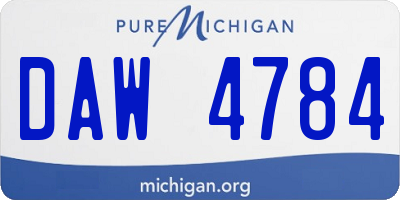 MI license plate DAW4784
