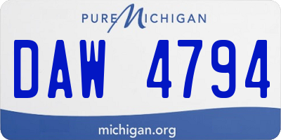 MI license plate DAW4794