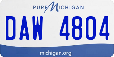 MI license plate DAW4804
