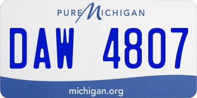 MI license plate DAW4807