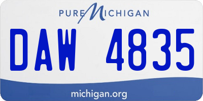 MI license plate DAW4835