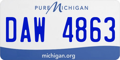 MI license plate DAW4863