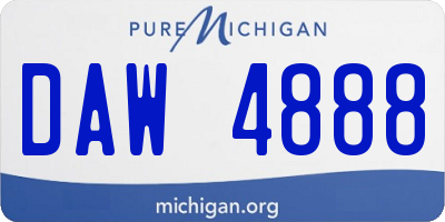 MI license plate DAW4888