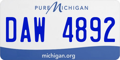 MI license plate DAW4892