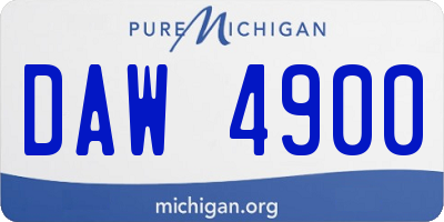 MI license plate DAW4900