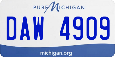 MI license plate DAW4909