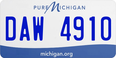 MI license plate DAW4910
