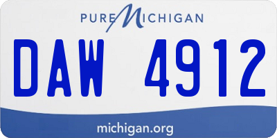 MI license plate DAW4912