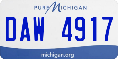 MI license plate DAW4917