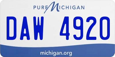 MI license plate DAW4920