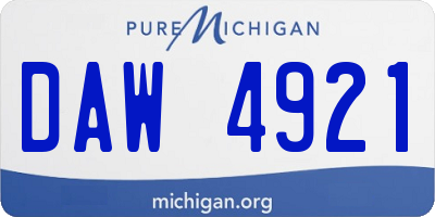MI license plate DAW4921