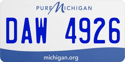 MI license plate DAW4926