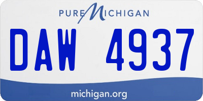 MI license plate DAW4937
