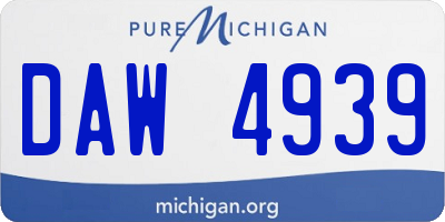 MI license plate DAW4939