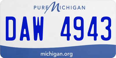 MI license plate DAW4943
