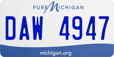 MI license plate DAW4947