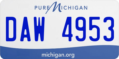 MI license plate DAW4953