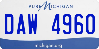 MI license plate DAW4960