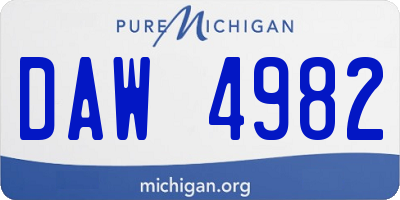 MI license plate DAW4982