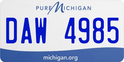 MI license plate DAW4985