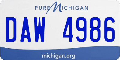 MI license plate DAW4986