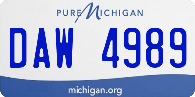 MI license plate DAW4989