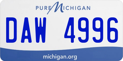 MI license plate DAW4996