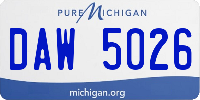 MI license plate DAW5026