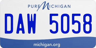 MI license plate DAW5058