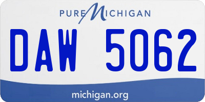 MI license plate DAW5062