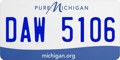 MI license plate DAW5106